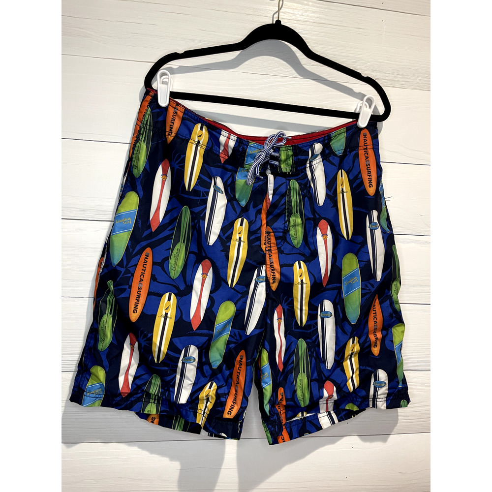 NAUTICA Mens 36W Surfing Mens Swim Trunks Board Shorts Surf Board Pattern